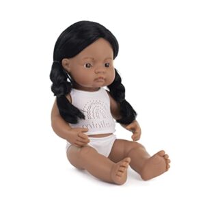 Miniland Doll 15'' Native American Girl (Box) - Made in Spain, Anatomically Correct, Quality, Inclusion