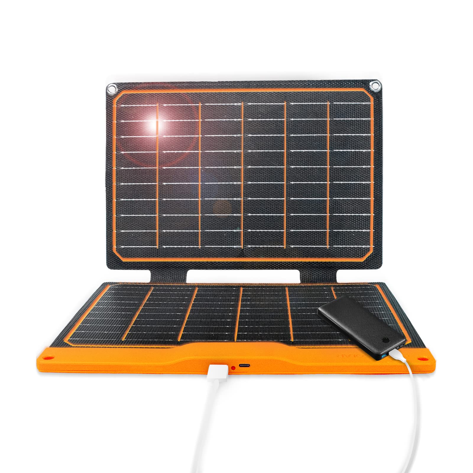 FlexSolar 20W Portable Solar Panel, High-Efficiency Monocrystalline PV Module Power Charger with Dual USB Ports for Phones, Tablets, Power Bank, Camera and Other Off-Grid Applications