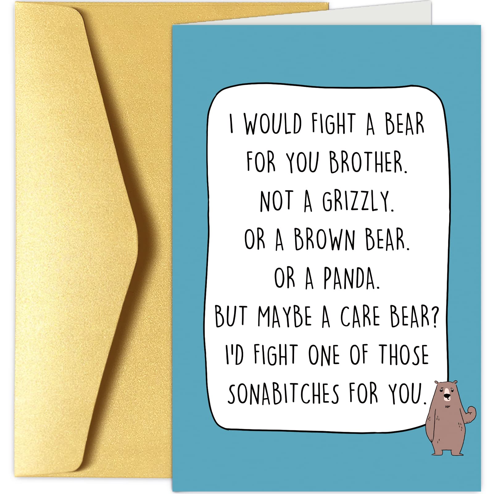 Chenive Funny Brother Birthday Card, Birthday Card for Brother, Bro Bday Greeting Card, I Would Fight A Bear For You Brother Card