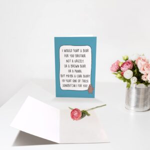 Chenive Funny Brother Birthday Card, Birthday Card for Brother, Bro Bday Greeting Card, I Would Fight A Bear For You Brother Card