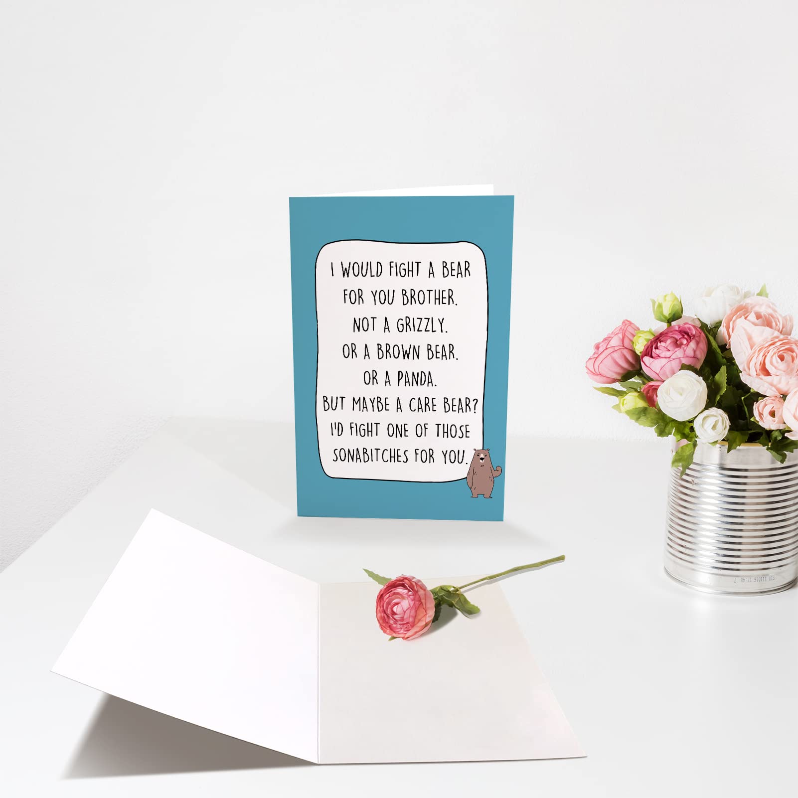 Chenive Funny Brother Birthday Card, Birthday Card for Brother, Bro Bday Greeting Card, I Would Fight A Bear For You Brother Card