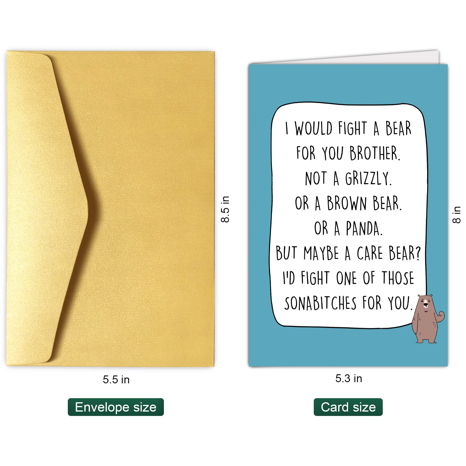 Chenive Funny Brother Birthday Card, Birthday Card for Brother, Bro Bday Greeting Card, I Would Fight A Bear For You Brother Card