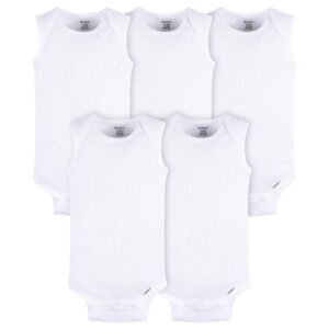 gerber unisex baby multi-pack sleeveless onesies bodysuit white 18 months