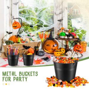 24 Pcs Metal Bucket 5 x 3.5 x 4.7 Inch Mini Party Buckets for Flower Pot Plant Basket Iron Small Metallic Pails with Handle for Toy Container Candy Snack Crafts Vase Party Favors (Black)