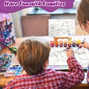 RYRIWOU Pre Drawn Canvas Set 8 Packs Pre-Printed Canvas Acrylic Oil Painting Kit for Kids Ages 8-12 9-12 5x7 inch Canvas with 48 Paints 6 Brushes 2 Easels for Party Favor School Projects