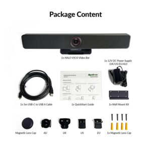 WYRESTORM Conference Room Camera System 120° FOV 4K Webcam with Auto Framing, Presenter/Speaker Tracking, Video Bar 3.5mm Audio Out Dual Stereo Speakers, Cascaded Mics Up to 3 Times for Various Room