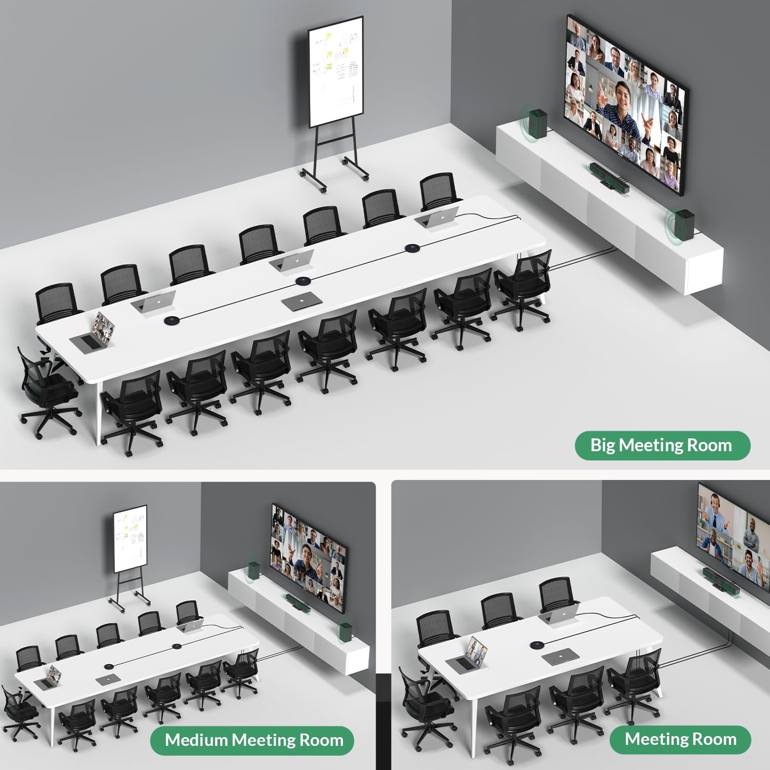 WYRESTORM Conference Room Camera System 120° FOV 4K Webcam with Auto Framing, Presenter/Speaker Tracking, Video Bar 3.5mm Audio Out Dual Stereo Speakers, Cascaded Mics Up to 3 Times for Various Room