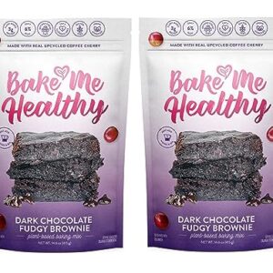 Bake Me Healthy Dark Chocolate Fudgy Brownies Mix - Gluten-Free, No Refined Sugar, Top 9 Allergen-Free, Plant-Based Vegan Brownie Mix - Makes 12 Mouthwatering Brownies - Pack of 2 (14.6 oz/415g Each)