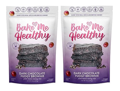 Bake Me Healthy Dark Chocolate Fudgy Brownies Mix - Gluten-Free, No Refined Sugar, Top 9 Allergen-Free, Plant-Based Vegan Brownie Mix - Makes 12 Mouthwatering Brownies - Pack of 2 (14.6 oz/415g Each)