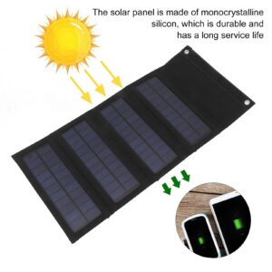 Bank, 40W 4 Fold Solar Panel Charging Bag Folding Bag Foldable Charger for Outdoor Camping Hiking Emergency Charging (Black)