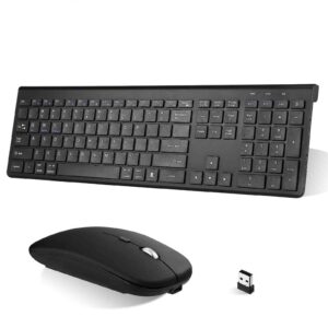 UrbanX Plug and Play Compact Rechargeable Wireless Bluetooth Full Size Keyboard and Mouse Combo for Microsoft Surface Duo 2 supports Windows, macOS, iPadOS, Android, PC, Mac, Laptop, Tablet -Black