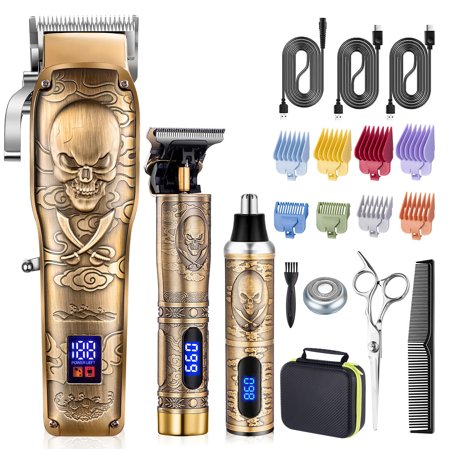 Roziapro Hair Clipper for Men Zero Gapped Nose Hair Trimmer Set Professional Barber Clippers for Haircut Cordless Beard Trimmer, Rechargeable Clippers Set for Hair Cutting (Gold)