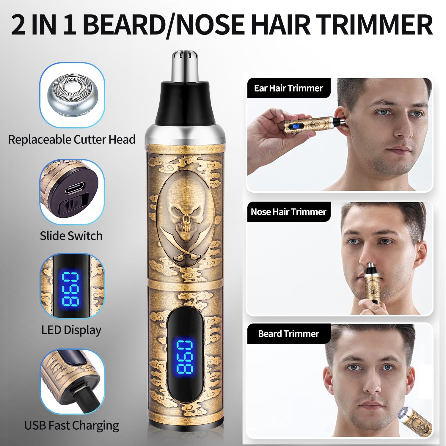 Roziapro Hair Clipper for Men Zero Gapped Nose Hair Trimmer Set Professional Barber Clippers for Haircut Cordless Beard Trimmer, Rechargeable Clippers Set for Hair Cutting (Gold)