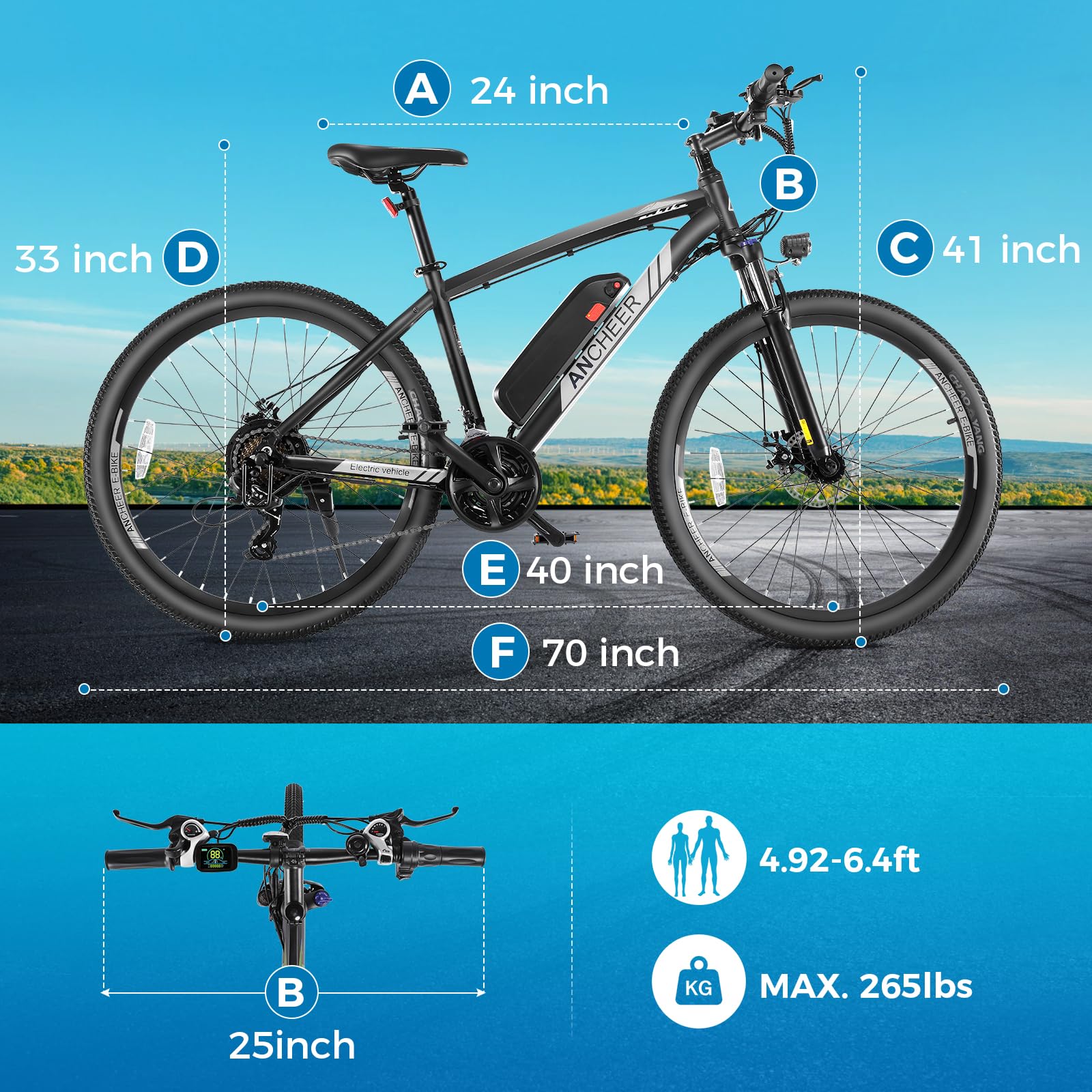 ANCHEER 27.5'' Electric Bike 500W(Peak 750W) Electric Mountain Bike, 55 Miles Range & 22 MPH, 3H Fast Charge, 48V/10.4Ah Removable Battery, Electric Bike for Adult 21 Speed Incl. Free Bike Lock