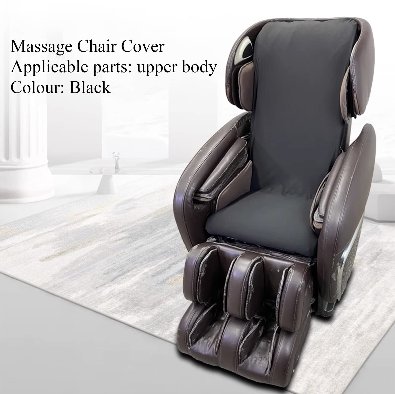 FBKPHSS Massage Chair Cover, Full Body Zero Gravity Single Recliner Chair Dustproof Protector Cover Sweat-Resistant and Wear-Resistant Slipcovers,Black,Upper Body