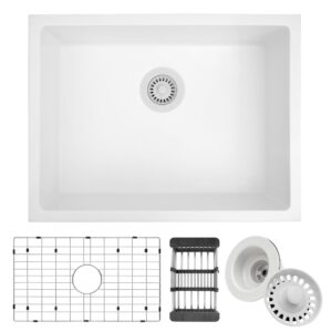 monsinta bar sink, undermount kitchen sink, 23 inch white bar sink, bar sink undermount with accessories, granite kitchen sink, white sink kitchen