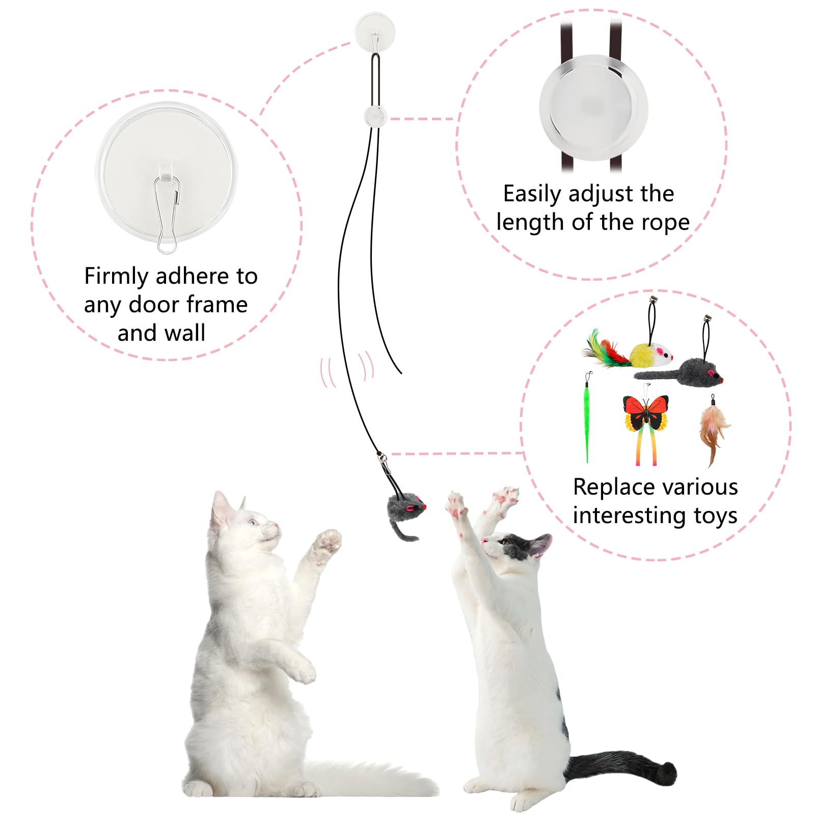 PietyPet Interactive Cat Toy, Hanging Cat Toys for Indoor, cat Door Toy Replacements with Bell Kitten Toys for Indoor Cats Kitten