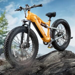 PUCKIPUPPY Electric Bike for Adults 1000W, 48V 20AH Battery Adult Electric Bicycles, 26" Fat Tire Full Suspension Ebike, 28MPH Mountain Beach E Bike, 7 Speed, 80Miles Range, UL Certified