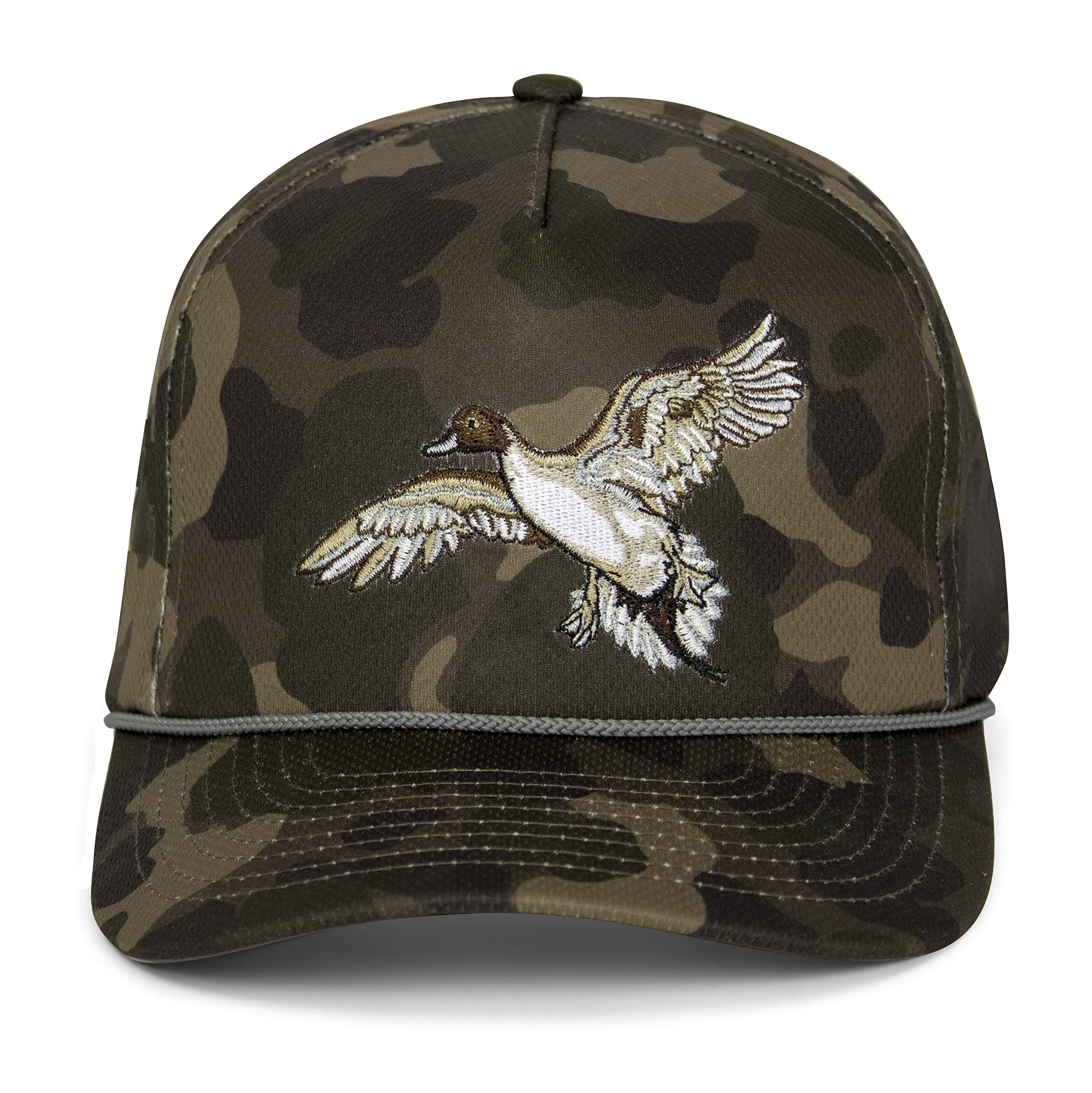 Pintail Duck Throwback Camo Trucker Hat 5-Panel Rope Cap Waterfowl Hat, ComfortSnap Snapback