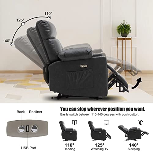 RIHEREFY Electric Recliner Chairs with Heat and Massage,Massage Recliner Chair,Wall Hugger Power Recliner Chair with Cup Holder, USB Port for Living Room & Bedroom