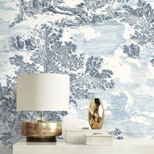 Surface Style - Peel and Stick Wallpaper, Scenic Wallpaper for Bedroom, Powder Room, Kitchen, Self Adhesive, Vinyl, 30.75 Sq Ft Coverage (Serene Scenes Collection, Sapphire)