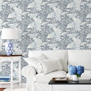 Surface Style - Peel and Stick Wallpaper, Scenic Wallpaper for Bedroom, Powder Room, Kitchen, Self Adhesive, Vinyl, 30.75 Sq Ft Coverage (Serene Scenes Collection, Sapphire)