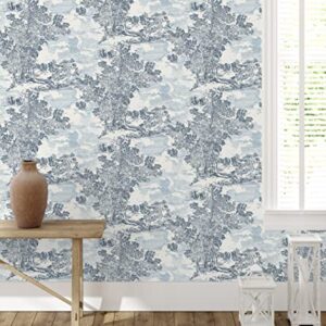 Surface Style - Peel and Stick Wallpaper, Scenic Wallpaper for Bedroom, Powder Room, Kitchen, Self Adhesive, Vinyl, 30.75 Sq Ft Coverage (Serene Scenes Collection, Sapphire)