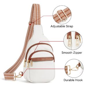 BOSTANTEN Small Sling Bag for Women Leather Crossbody Bags Fanny Pack Chest Bag for Travel, Beige