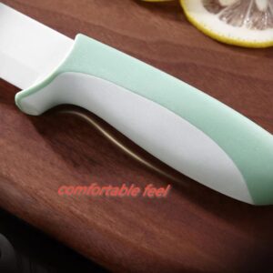 DESIAR Ceramic paring knife 4 inch super sharp ceramic fruit knife, hippo shaped kitchen knife with safety jacket (Green)