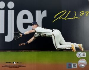 joey wiemer milwaukee rookie signed autographed 8x10 fielding photo beckett coa, verified by blocks