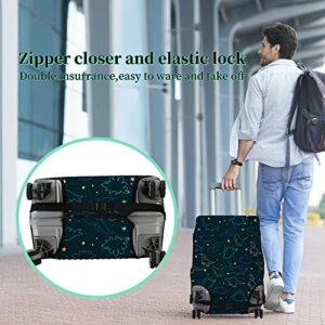 Luggage Cover Suitcase Protector Plus 1 Luggage Tag, Dinosaurs Space Travel Suitcase Cover Suitable for 22-24 inch Luggage (M) with Concealed Zipper Washable Elastic Cloth Dustproof Anti-Scratch