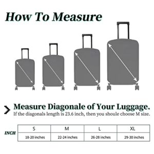 Luggage Cover Suitcase Protector Plus 1 Luggage Tag, Dinosaurs Space Travel Suitcase Cover Suitable for 22-24 inch Luggage (M) with Concealed Zipper Washable Elastic Cloth Dustproof Anti-Scratch