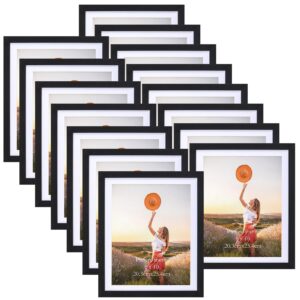 lyeasw 8x10 picture frame black set of 15, display pictures 8x10 with mat or 9x11 without mat, multi photo frames for wall or tabletop