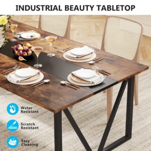 TRIBESIGNS WAY TO ORIGIN Dining Table for 6-8 People, 70.8-inch Rectangular Wood Kitchen Table with Strong Metal Frame, Industrial Large Dining Room Table for Kitchen, Living Room (Rustic Brown)