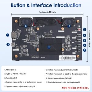 HMTECH 7'' Raspberry Pi Screen, 800x480 HDMI Small Monitor with Dual-Speaker, LCD Screen Display for Raspberry Pi 4/3/2/Zero/B/B+ Win11/10/8/7 (Non-Touch)