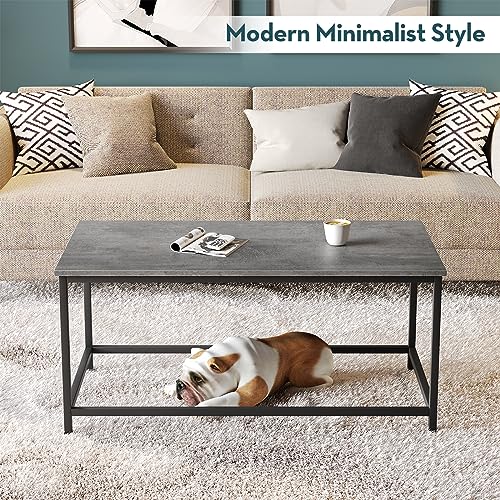 SAYGOER Coffee Table Simple Modern Coffee Tables Open Design Rectangular Minimalist Center Table for Living Room Home Office, Easy Assembly, 39.37x19.69 x17.72, Gray Black