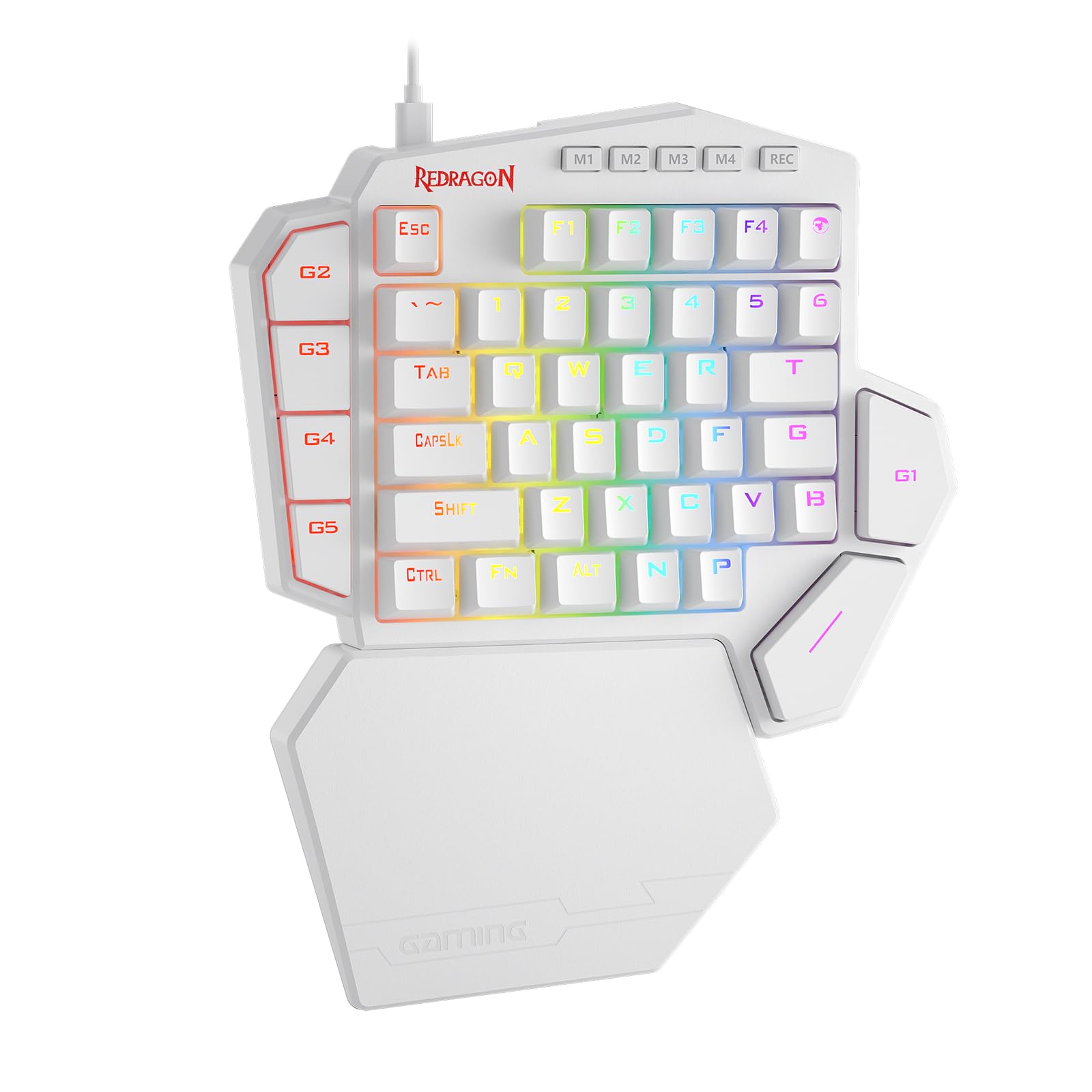 Redragon K585 DITI One-Handed RGB Mechanical Gaming Keyboard, 42 Keys Type-C Professional Gaming Keypad w/Upgraded Hot-Swappable Socket, 7 Onboard Macro Keys & Detachable Wrist Rest