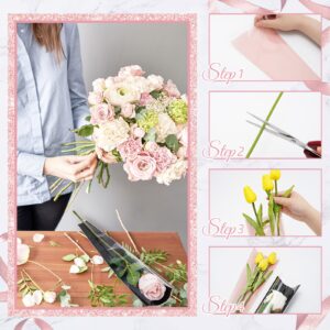 Whaline 150 Pieces Single Rose Sleeve White Pink Black Single Flower Wrapping Bags Plastic Single Flower Packaging Cellophane Sleeves for Wedding Birthday Mother's Day Valentine's Day, 3 Colors