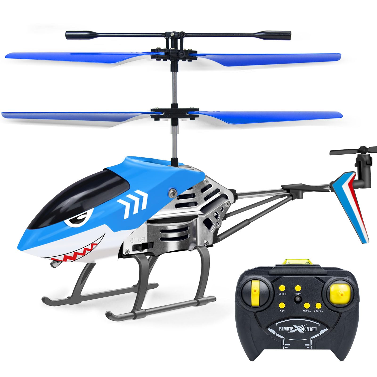 Remote Control Helicopter for Kids| Toys for Ages 5-7 8-10| Rc Helicopter Toys with LED Lights, 3.5 Channel, Gyro Stabilizer, Altitude Hold, 2.4GHz Helicopter Toys for Beginner Boys Girls Indoor-Shark