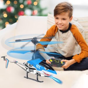 Remote Control Helicopter for Kids| Toys for Ages 5-7 8-10| Rc Helicopter Toys with LED Lights, 3.5 Channel, Gyro Stabilizer, Altitude Hold, 2.4GHz Helicopter Toys for Beginner Boys Girls Indoor-Shark