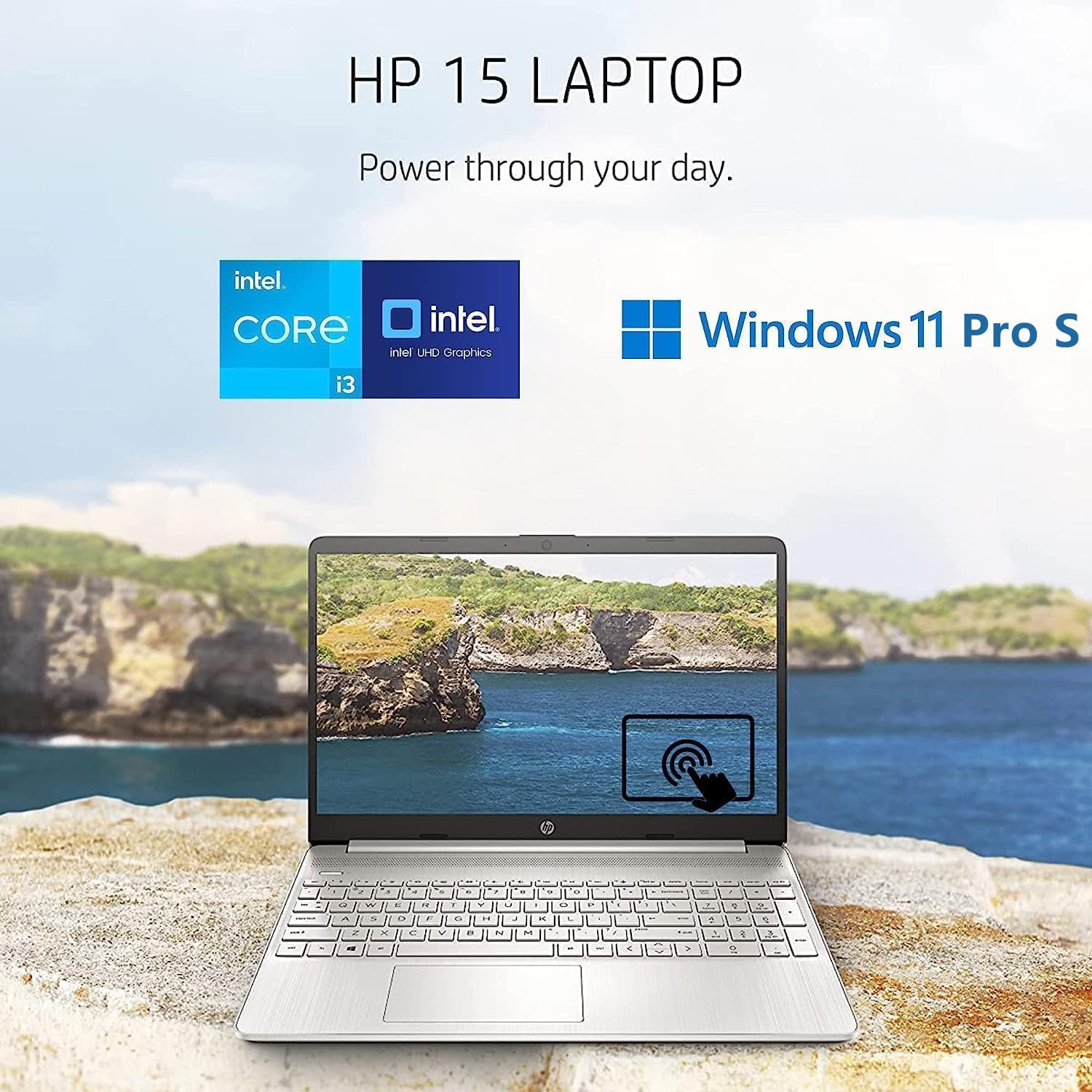 HP 15 15.6" Touchscreen Business Laptop Computer, Intel Core i3 1115G4 up to 3.2GHz (Beat i5-10210U), 64GB DDR4 RAM, 1TB PCIe SSD, 802.11AC WiFi, Bluetooth, Silver, Windows 11 Pro S, BROAG Cable