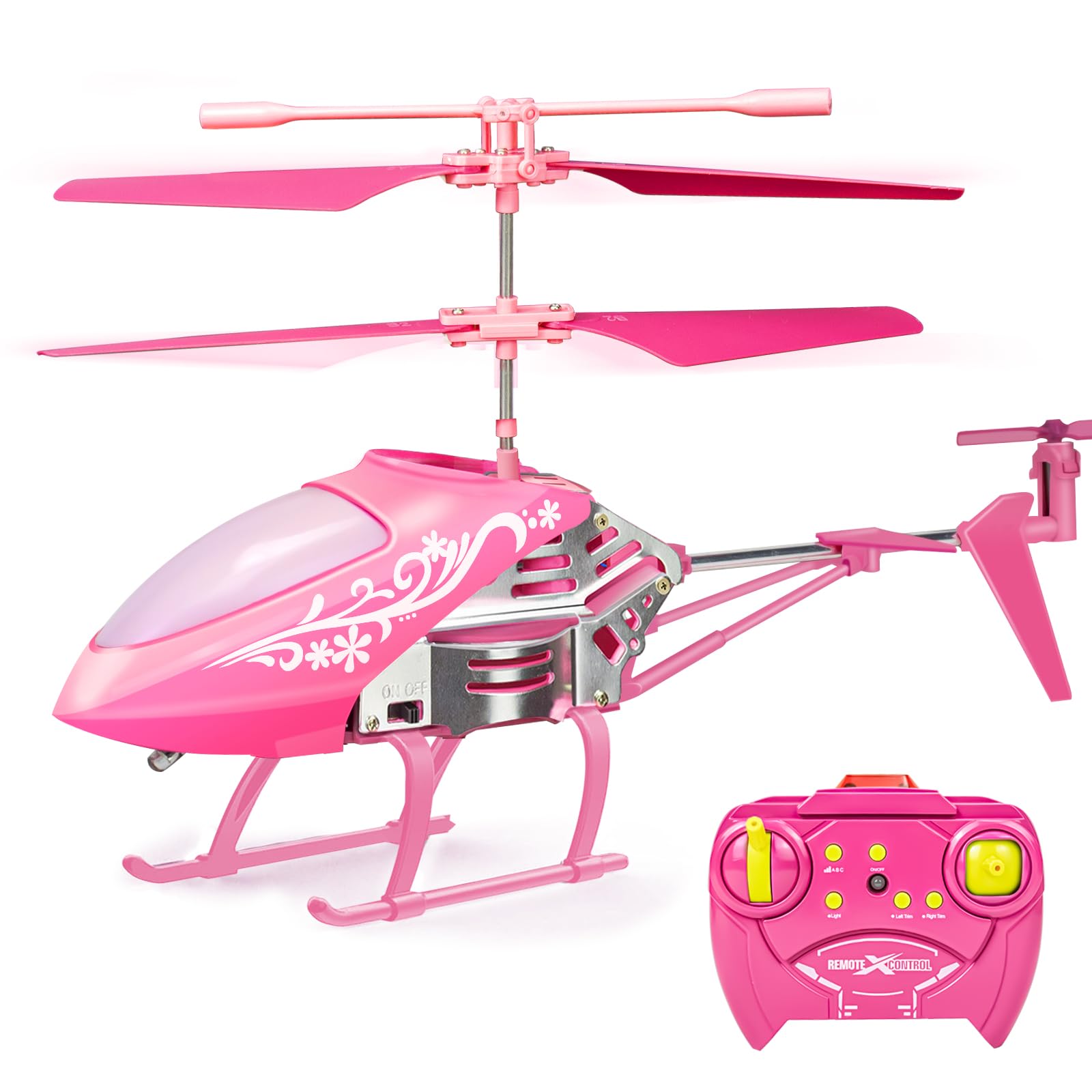 Remote Control Helicopter for Kids| Toys for Ages 5-7 8-10| Rc Helicopter Toys w/t LED Lights, 3.5 Channel, Gyro Stabilizer, Altitude Hold, 2.4GHz Helicopter Toys for Beginner Boys Girls Indoor- Pink