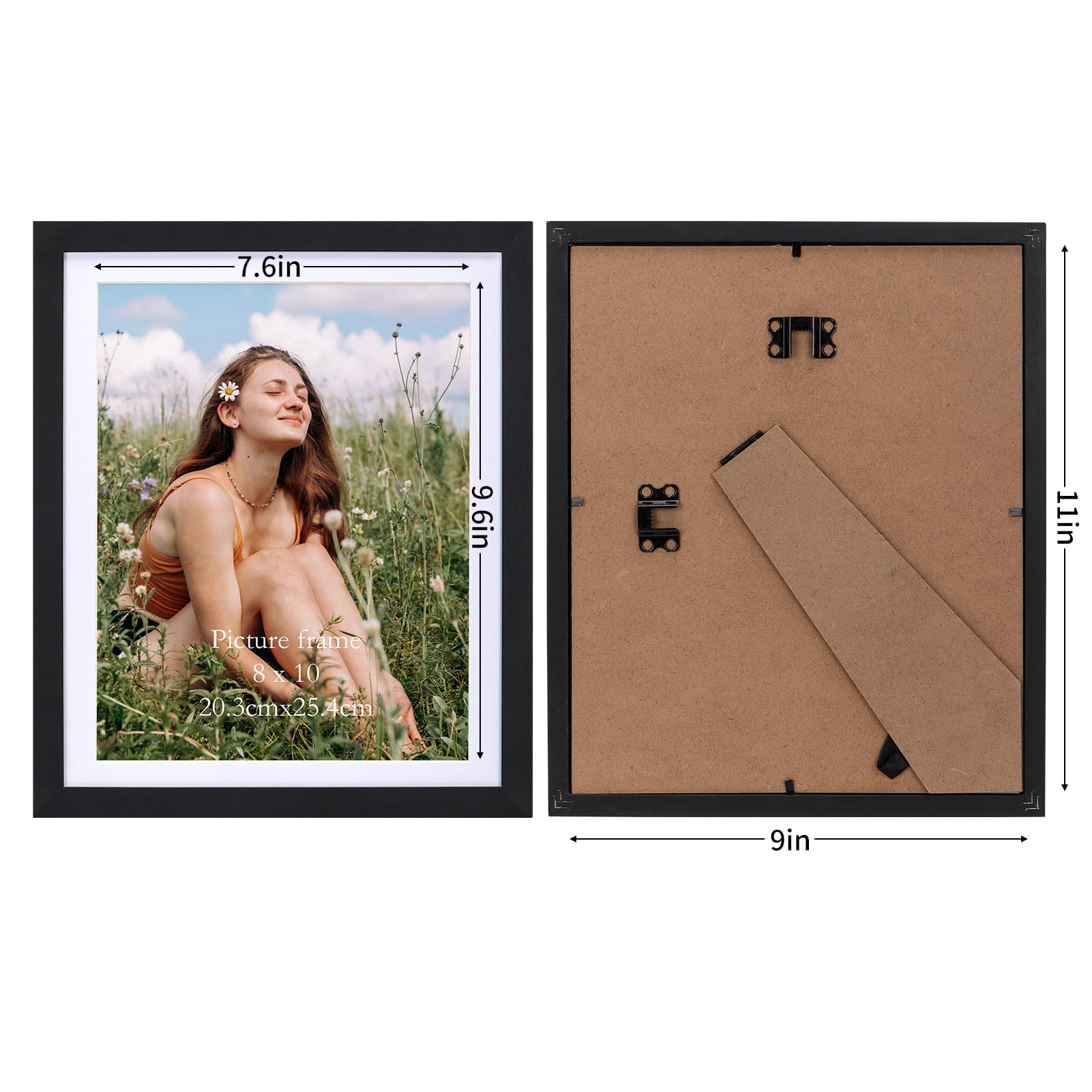 EYMPEU 8x10 Picture Frames with Mat Black Wood Set of 15, Display 8 by 10 Photos with Mat or 9x11 Photos without Mat, Multi Matted Frames Bulk for Wall, Table Top