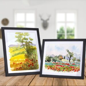 EYMPEU 8x10 Picture Frames with Mat Black Wood Set of 15, Display 8 by 10 Photos with Mat or 9x11 Photos without Mat, Multi Matted Frames Bulk for Wall, Table Top