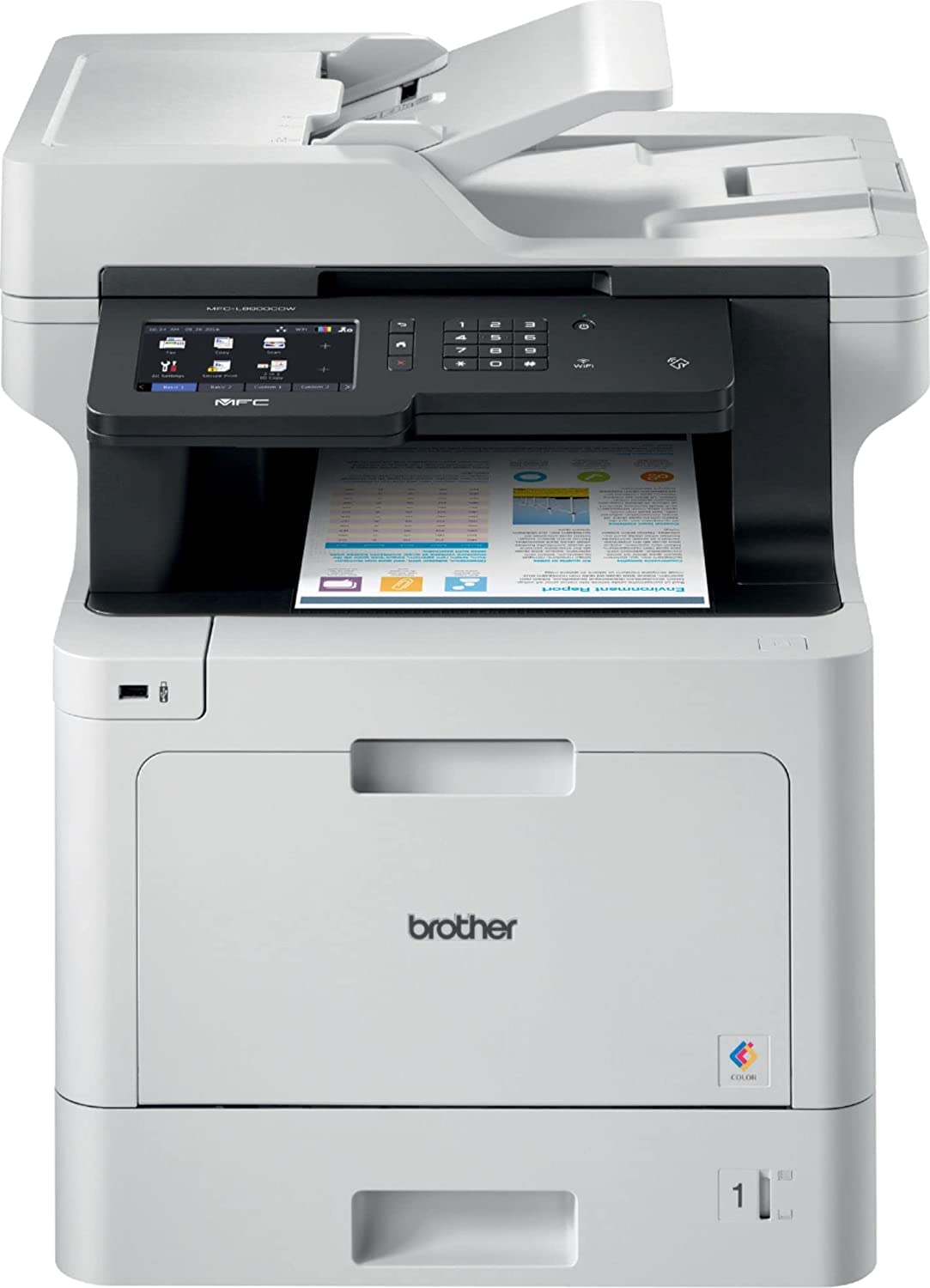 Brother MFC-L8900CDW Wireless All-in-One Color Laser Printer for Office - 4-in-1 Print Copy Scan Fax - 5" Touchscreen LCD Display, 33 ppm, 70-Sheet ADF, 2400 x 600 dpi, Duplex Printing