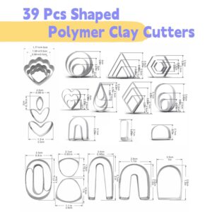 Dacmern 689pcs Polymer Clay Cutters Set - 39 Shapes Stainless Steel Clay Cutters with 8 Circle Cutters, 640pcs Earring Making Kit and 2 Polymer Clay Tools, Clay Cutters for Polymer Clay Jewelry