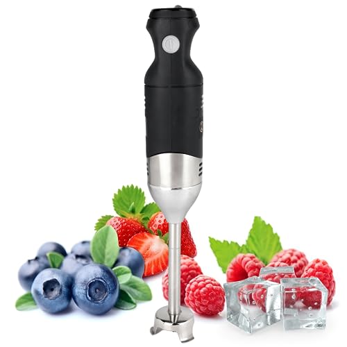 TK Tartle Kitchen Handheld Immersion Blender for Kitchen and Soap Making - Blend Food, Soups, Fillings, 7” Stainless Steel with Variable Speed - with Cord for Electric Hand Blending