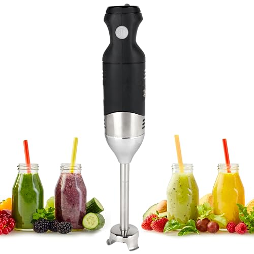 TK Tartle Kitchen Handheld Immersion Blender for Kitchen and Soap Making - Blend Food, Soups, Fillings, 7” Stainless Steel with Variable Speed - with Cord for Electric Hand Blending