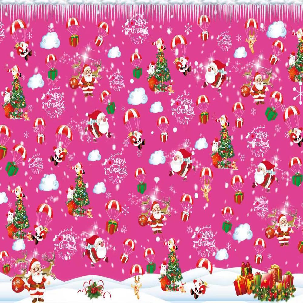 Geluode Christmas Wrapping Paper, Gift Wrapping Papers With Ribbon, Santa Snowman Christmas Tree Snowflake Merry Christmas Wrapping Paper for Family Friends Kids lovers Christmas Holidays