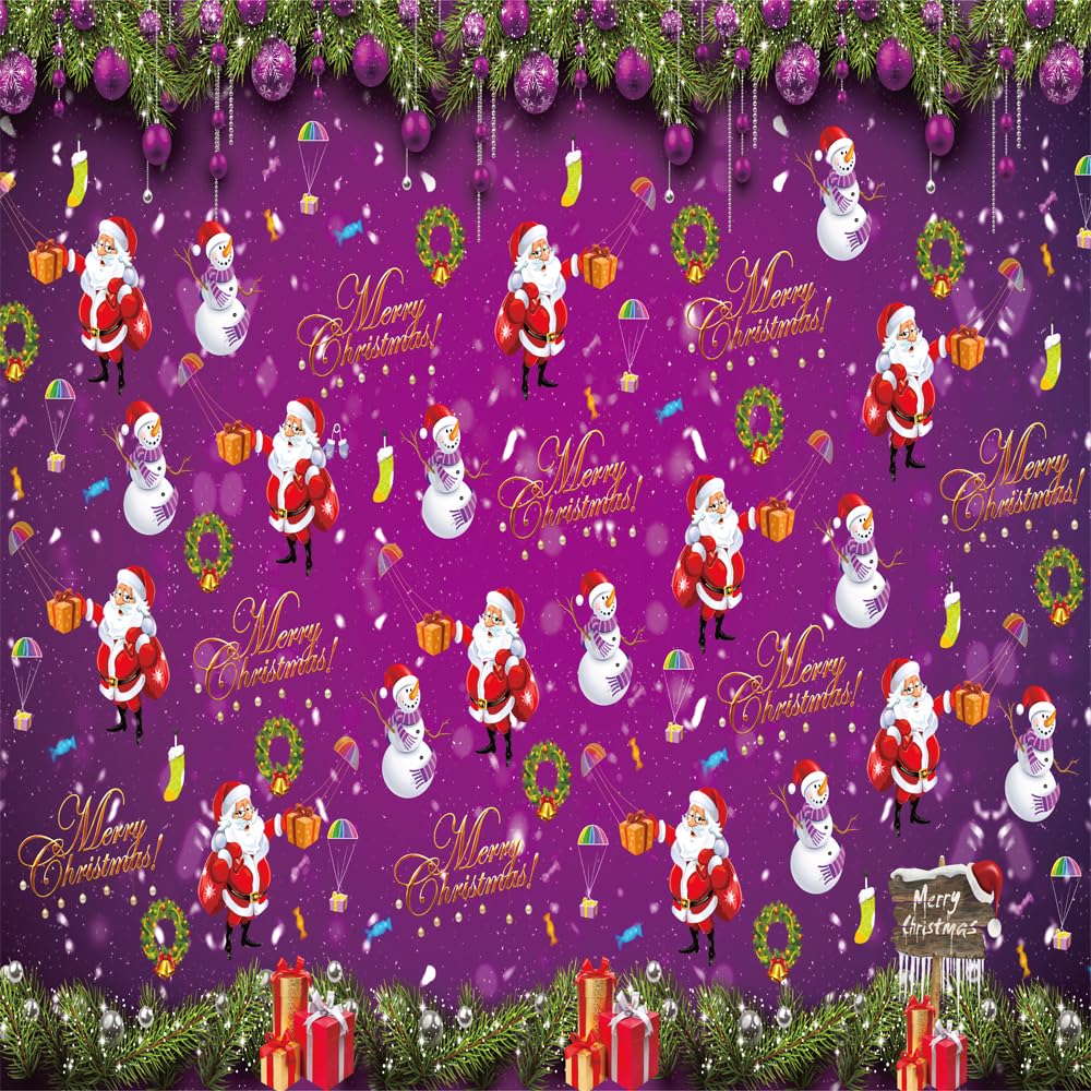 Geluode Christmas Wrapping Paper, Gift Wrapping Papers With Ribbon, Santa Snowman Christmas Tree Snowflake Merry Christmas Wrapping Paper for Family Friends Kids lovers Christmas Holidays